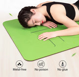 Yoga Double Layer Non-Slip Mat, Yoga Exercise Pad with Position Line For Fitness Gymnastics and Pilates.