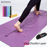 Yoga Double Layer Non-Slip Mat, Yoga Exercise Pad with Position Line For Fitness Gymnastics and Pilates.